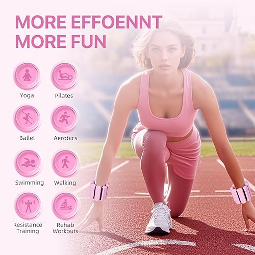 Miniatura 3 de Adjustable Ankle Weights,Wrist Weights for Women & Men,Set of 2 (1Lb Each),Perfect for Walking,Running,Yoga,Pilates,Gym,Strength Training. Weighted