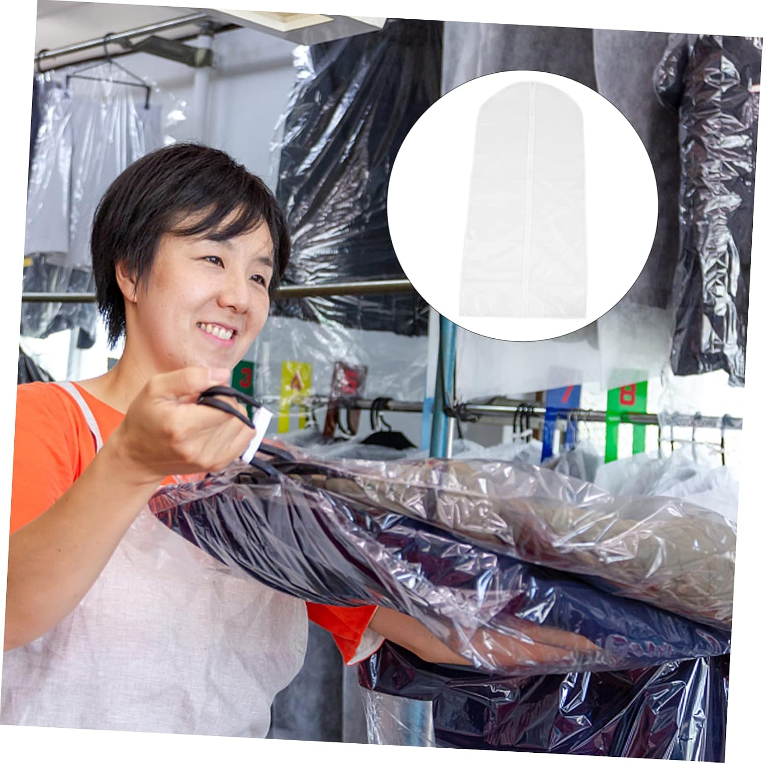 5pcs Hanging Garment Bag Clothes Storage Bag Cover Dress Protective Cover Translucent Easy Zipper Wardrobe