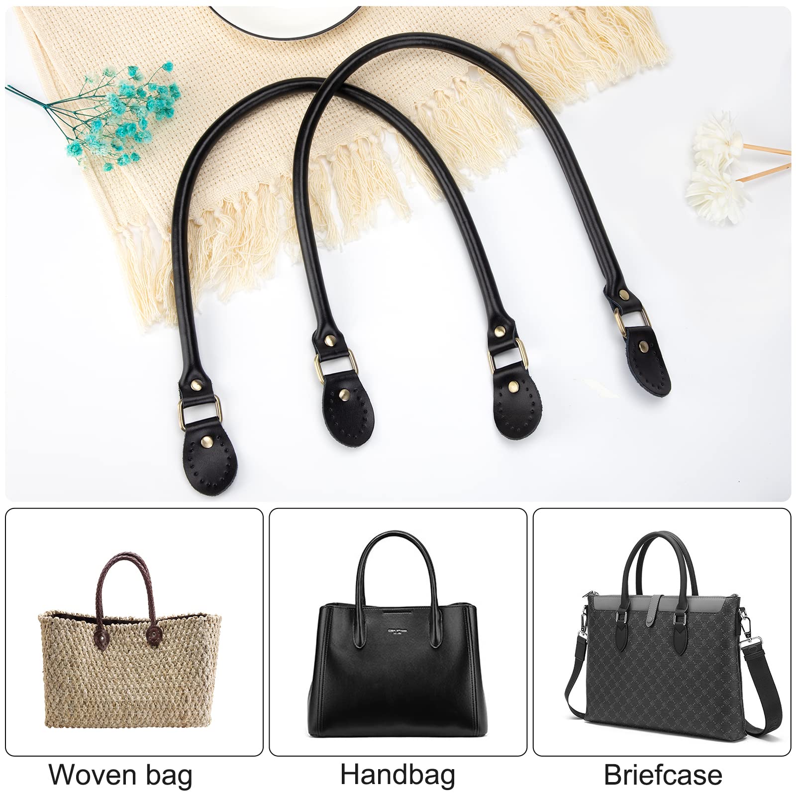 Tracolla Per Borse Con Manico In Vera Pelle Marrone 50 Cm  20 Pollici Cinghie Per Borsa S 588909 - Foto 13