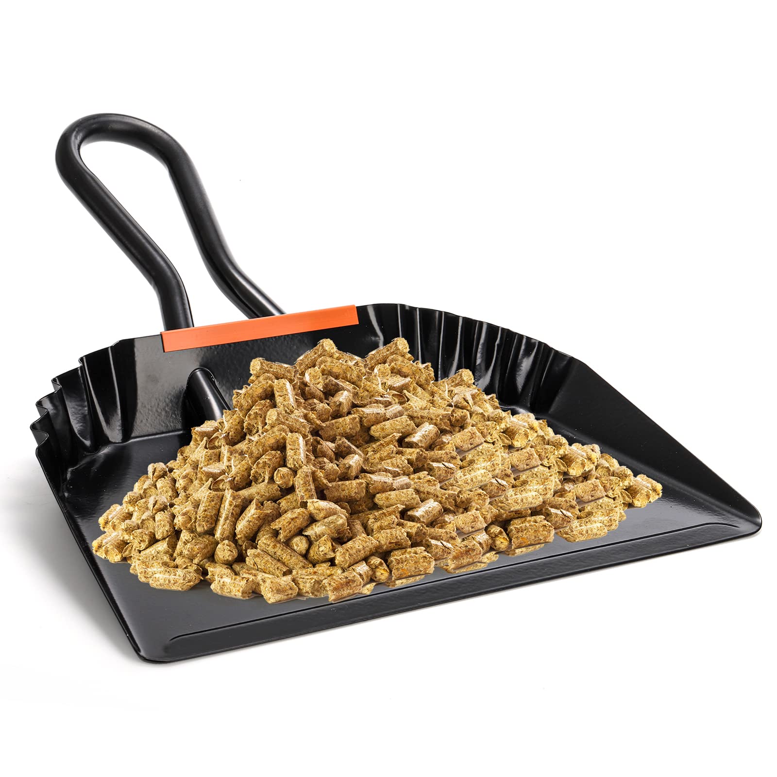 TOPZEA Paquete de 2 recogedores de metal negro, bandeja de polvo de acero resistente de 12 pulgadas con asa, recogedor ancho para interiores, exteriores, chimenea, uso industrial y comercial