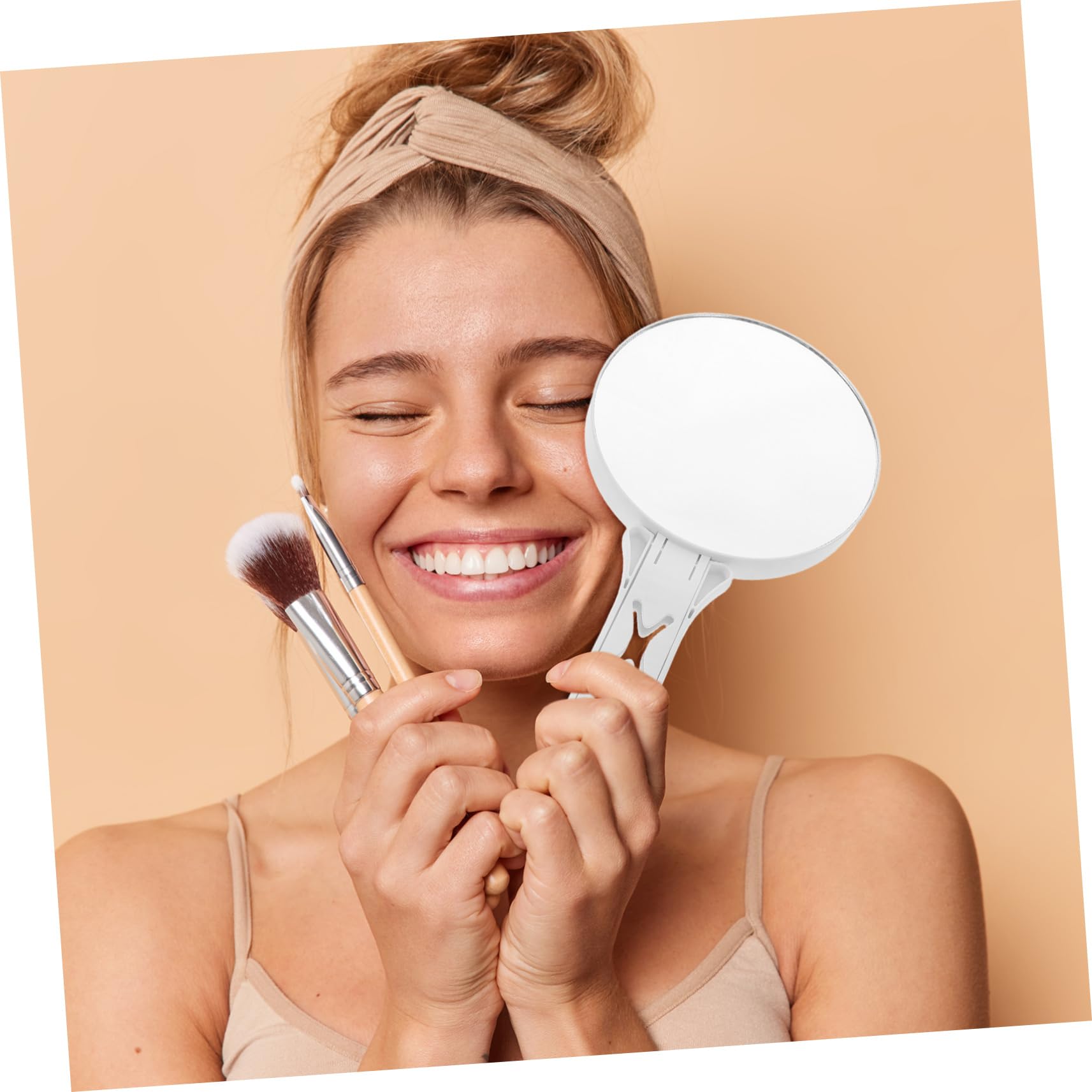 Specchio per Trucco Portatile Pieghevole a Doppia Faccia 20x Bianco