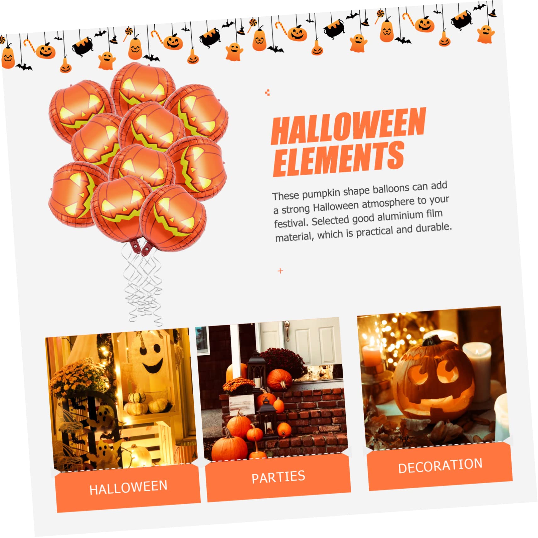 Sosoport 50pezzi Palloncini Halloween Decorazioni Per Halloween Accessori Per e Spaventosa Arancioni
