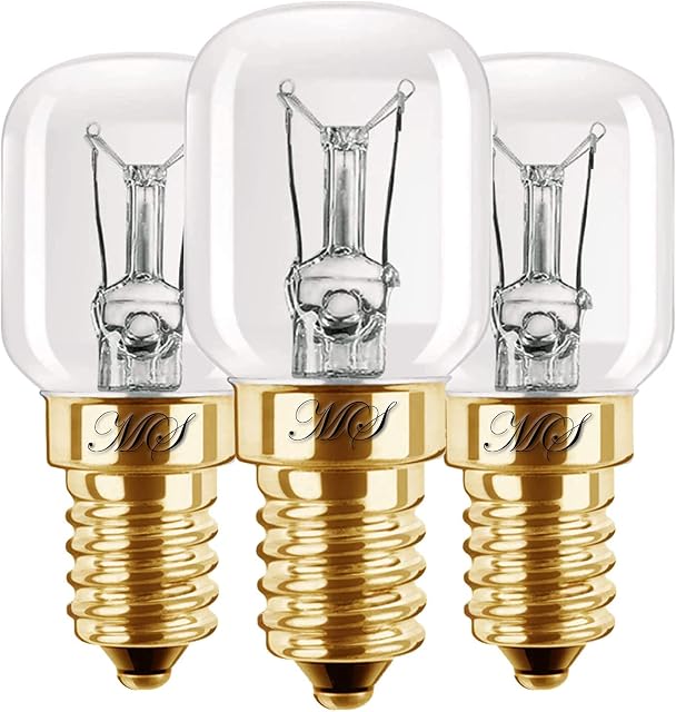 15/25 W SES E14 Screw Cap Pygmy Lamps Bulb 300 Degree Heat Resistant Himalayan Salt Lamp Microwave Oven Refrigerator Rated Light Bulbs Night Bulb Dimmable Multi Use Pack of 3 (25, 3 Bulb)