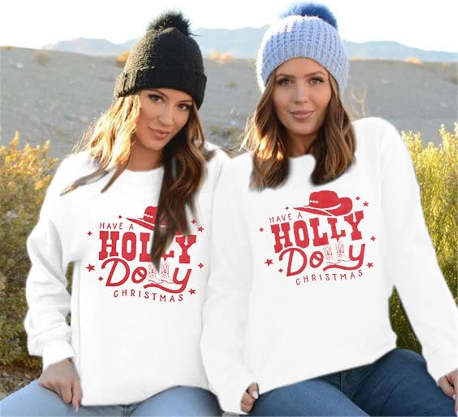 JINTING Christmas Sweatshirt for Women Holly Dolly Christmas Pullover Sweatshirts Xmas Graphic Long Sleeve Tops - Image 5