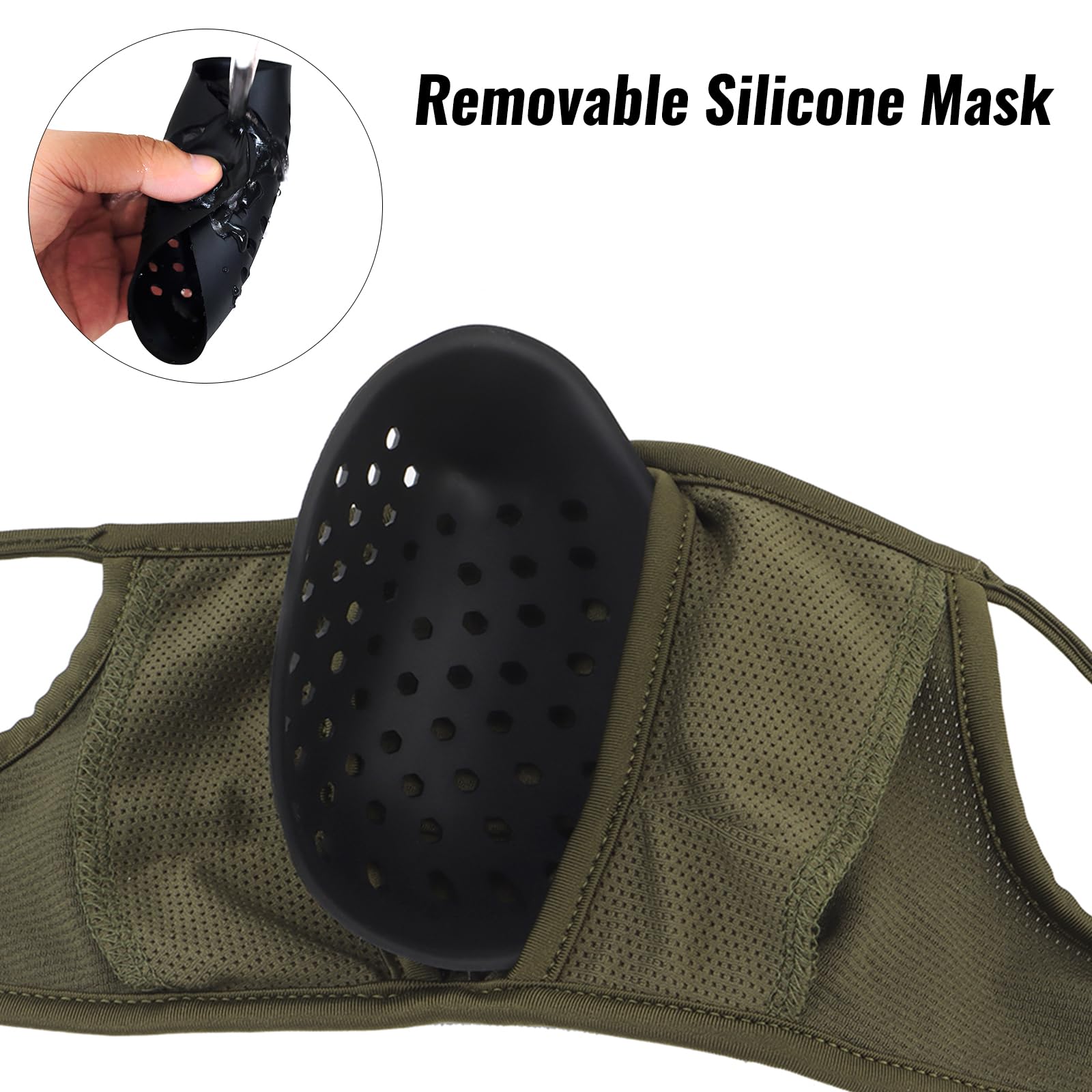 Qavctw Maschera tattica da tiro, pieghevole, per softair, in silicone, traspirante, per esterni, mezza faccia, militare, per tiro, equitazione, arrampicata, paintball, caccia