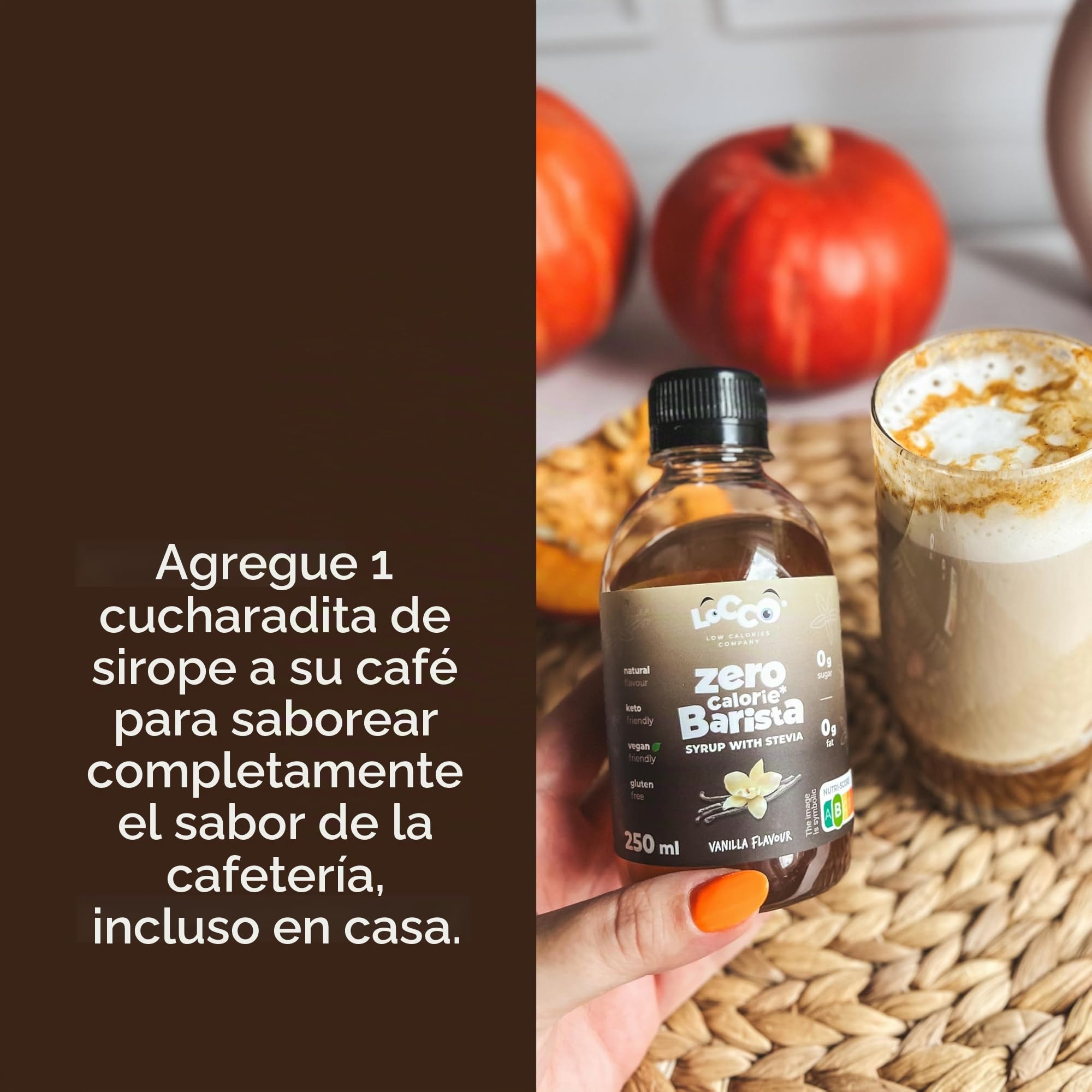 Sirope Barista 0 kcal con Stevia 3x250 ml