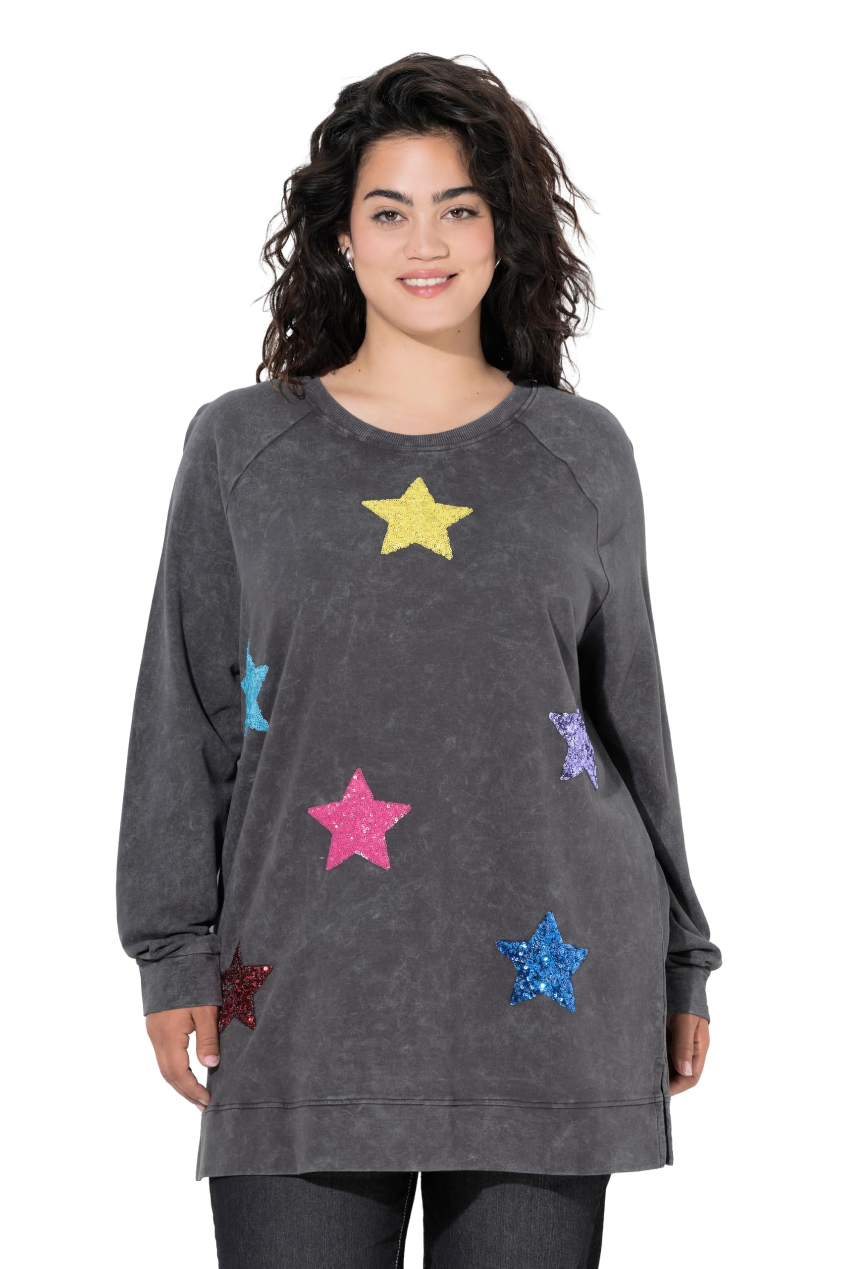 Angel of Style Damen große Größen Übergrößen Plus Size Sweatshirt, Oversized, Paillettensterne 846241