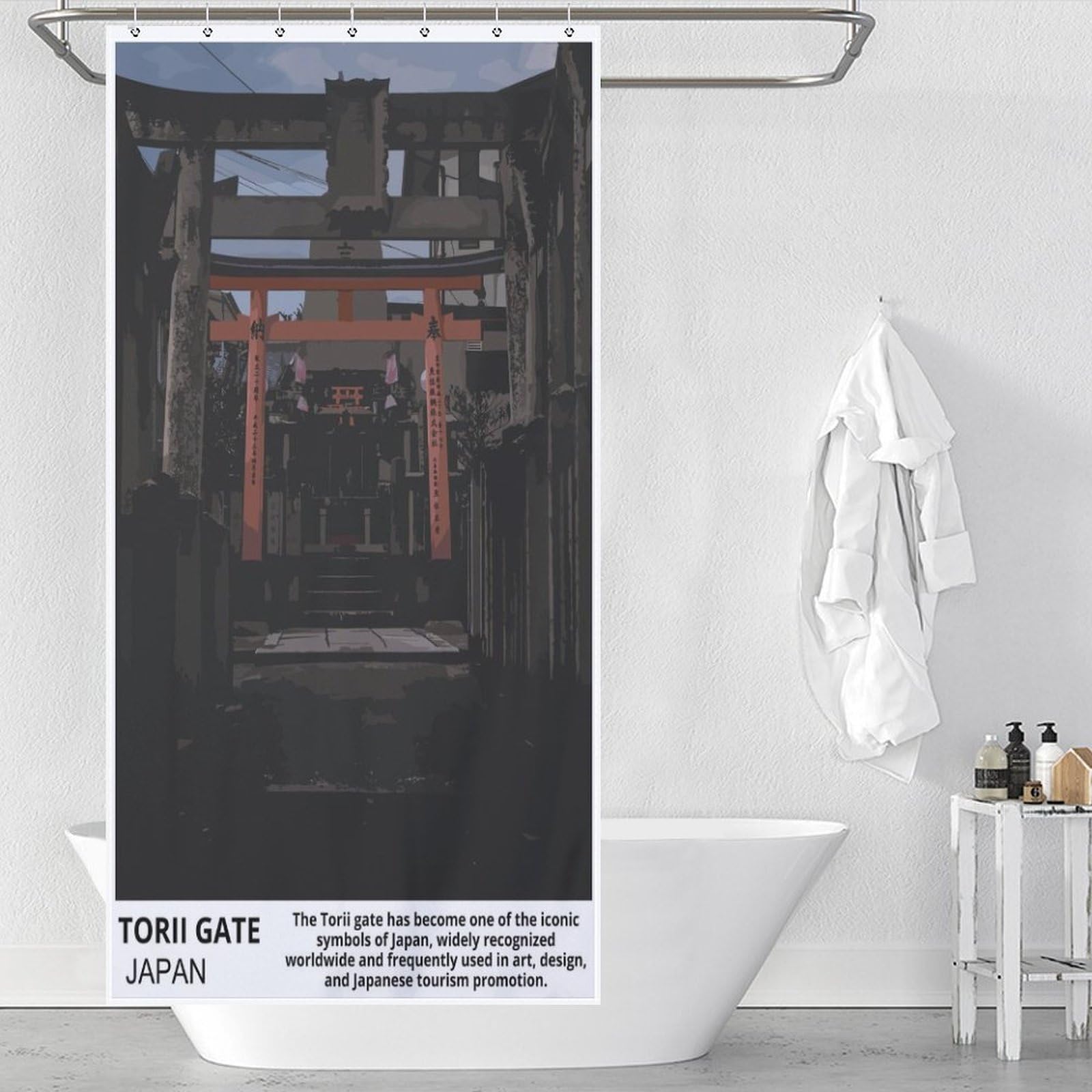 Japanese Torii Gate rideau douche moderne polyester lavable 90x180