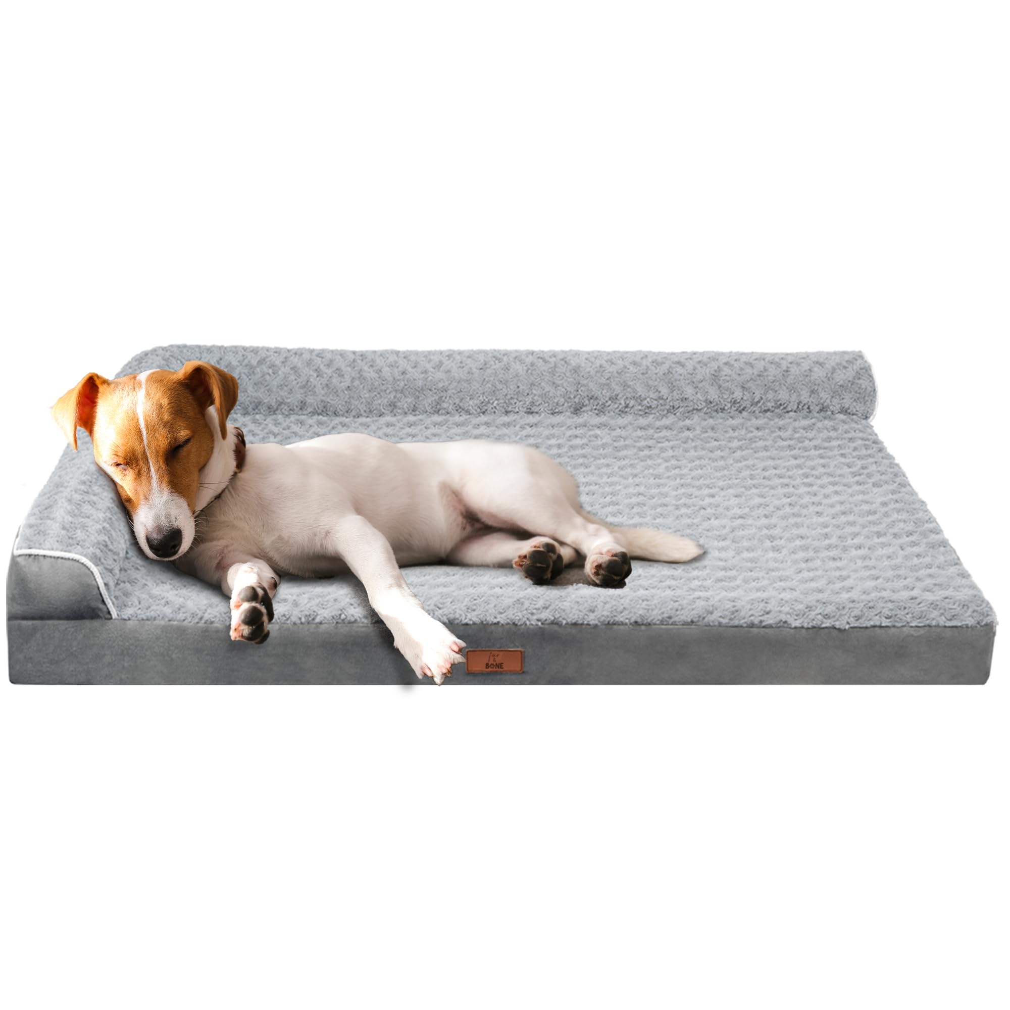 Fur & Bone Velvet Large Dog Bed - Orthopedic Dog Mattress with Egg Crate Foam for Joint Support - Non-Slip Bottom - Washable Bed - Puppy Bed - Crate Large Dogs