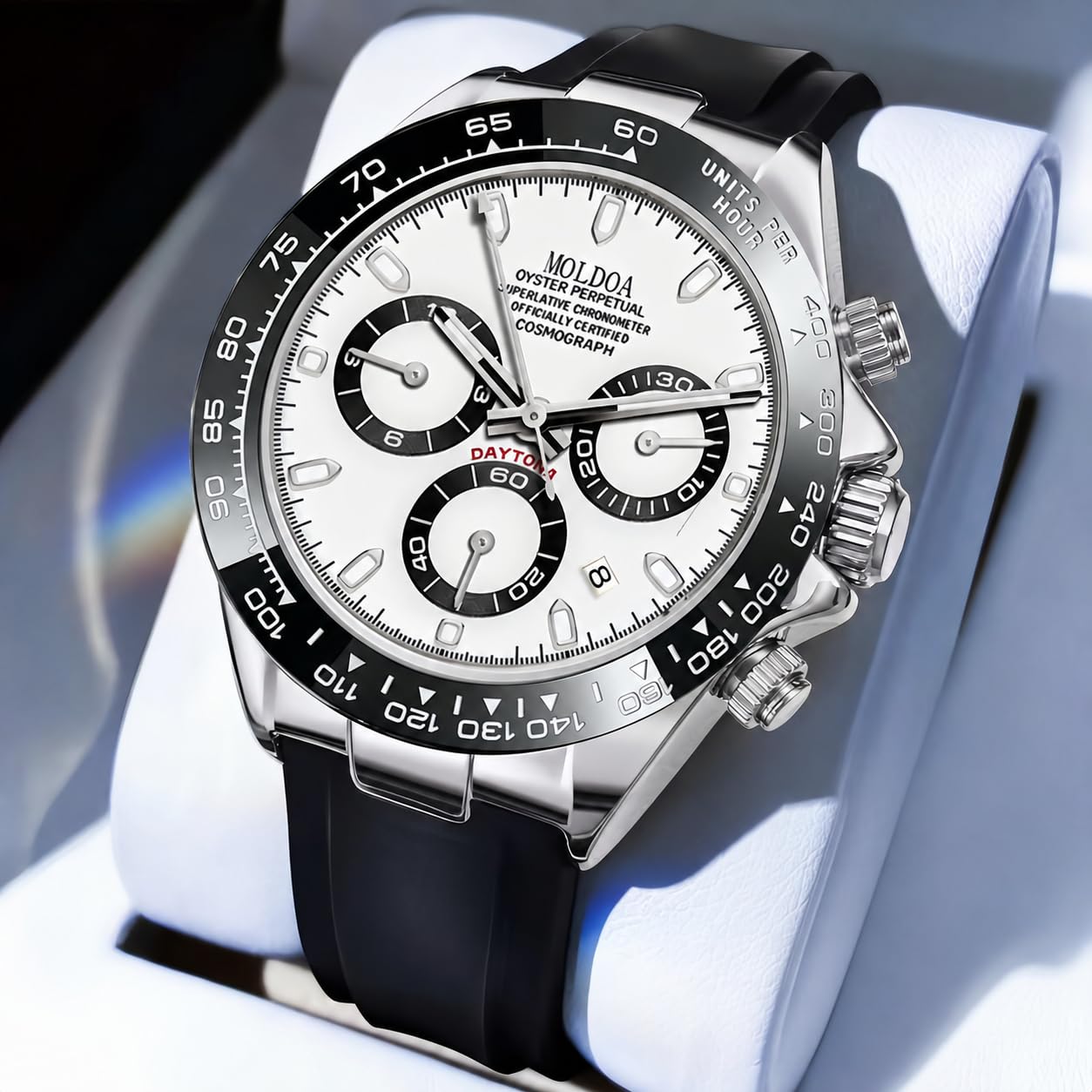 MASTOP Pagani Design Daytona Homage - Orologio analogico al quarzo da uomo, movimento giapponese, cronografo, cinturino in silicone, impermeabile, per uomo