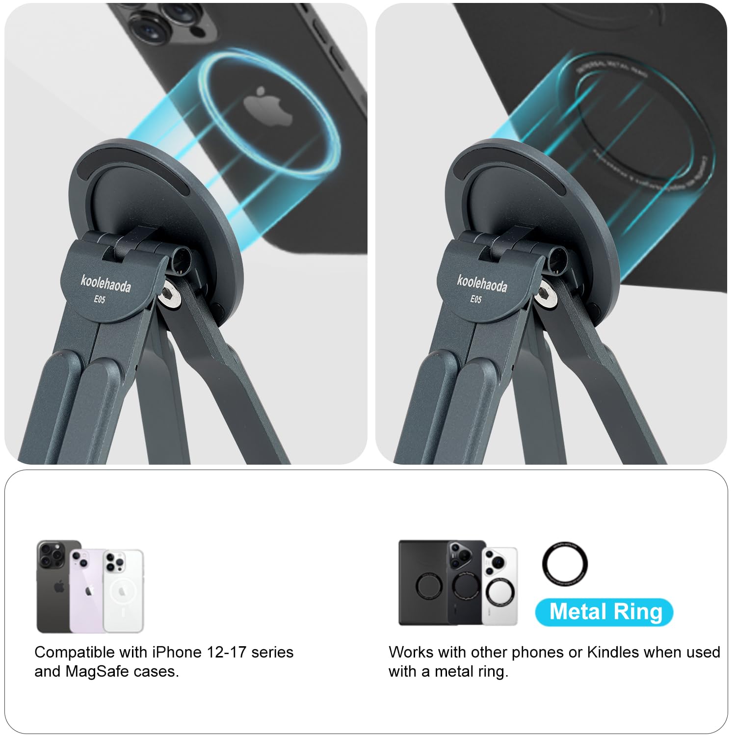 koolehaoda Soporte para Tableta y portátil de Aleación de Aluminio, 8 Ángulos Adjustable Múltiples Ángulos Soporte Portátil Plegable,Compatible con Portátiles, Tableta, Teléfono para MagSafe
