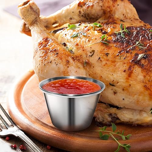 Miniatura 4 de Artcome Paquete de 55 tazas de salsa de condimentos de acero inoxidable, ideales para inmersión y tazas de porciones, 2.5 onzas