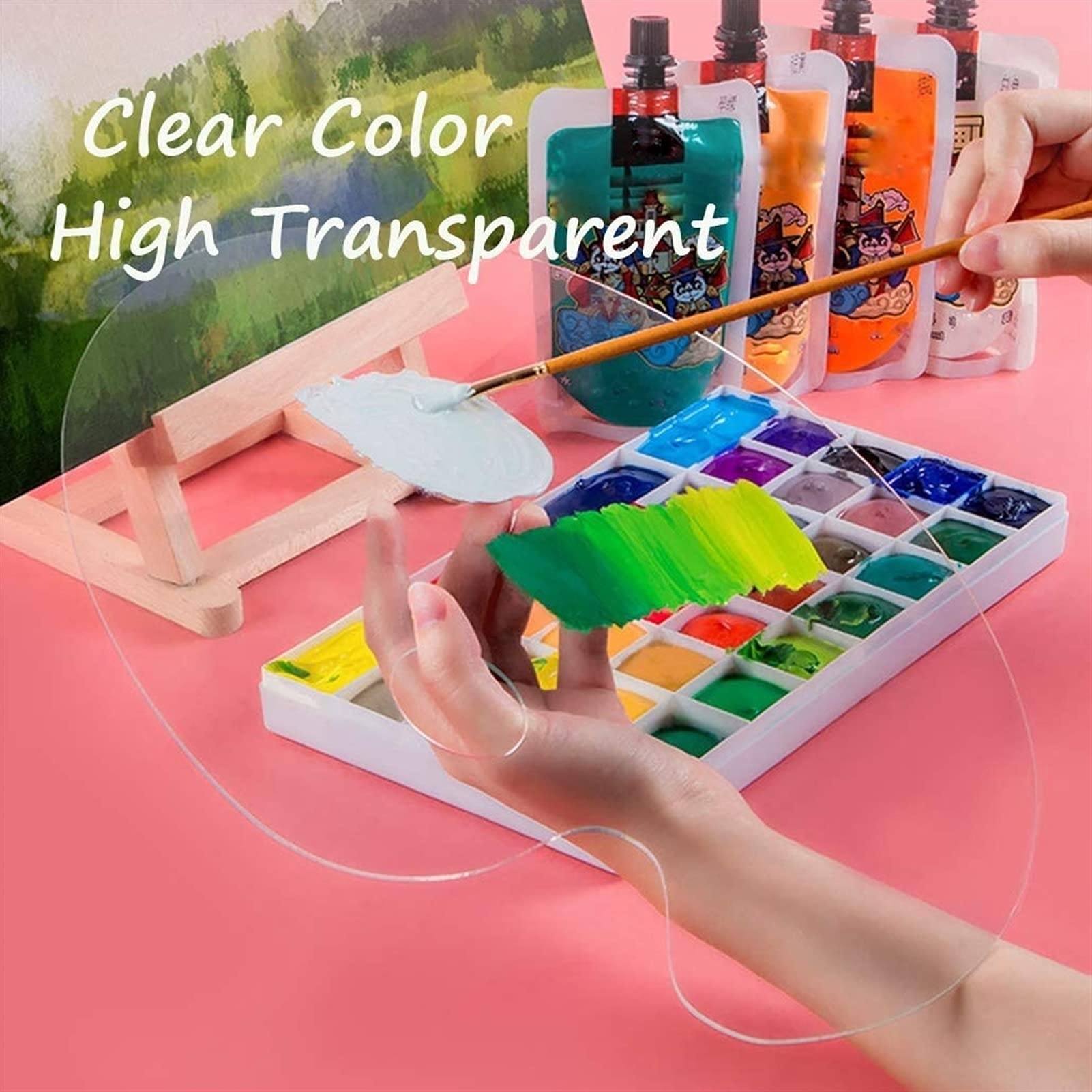 Lot de 4 palettes de peinture acrylique pour loisirs créatifs, peinture à l'huile, couleurs mélangées (15 x 25 cm)