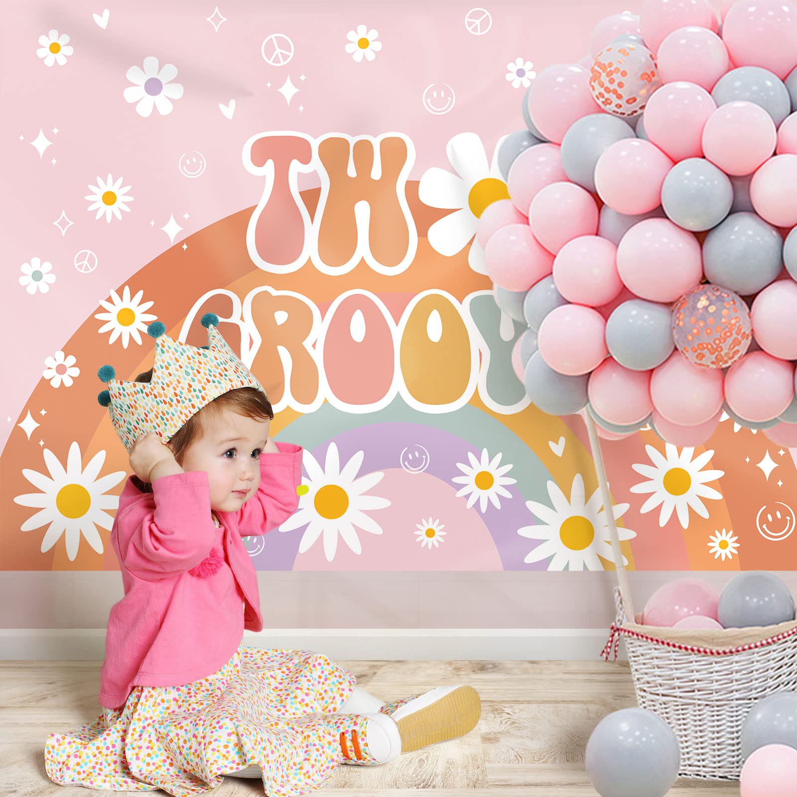 Donut Two Sweet Birthday Backdrop Second Birthday Party Decorations Background Sprinkles Donut Happy 2nd Birthday Party Supplies 7x5ft