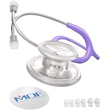 MDF Instruments, MD One Stainless Steel Premium Dual Head Stethoscope, Adult, Pastel Purple Tube, Silver Chestpieces-Headset, MDF77707