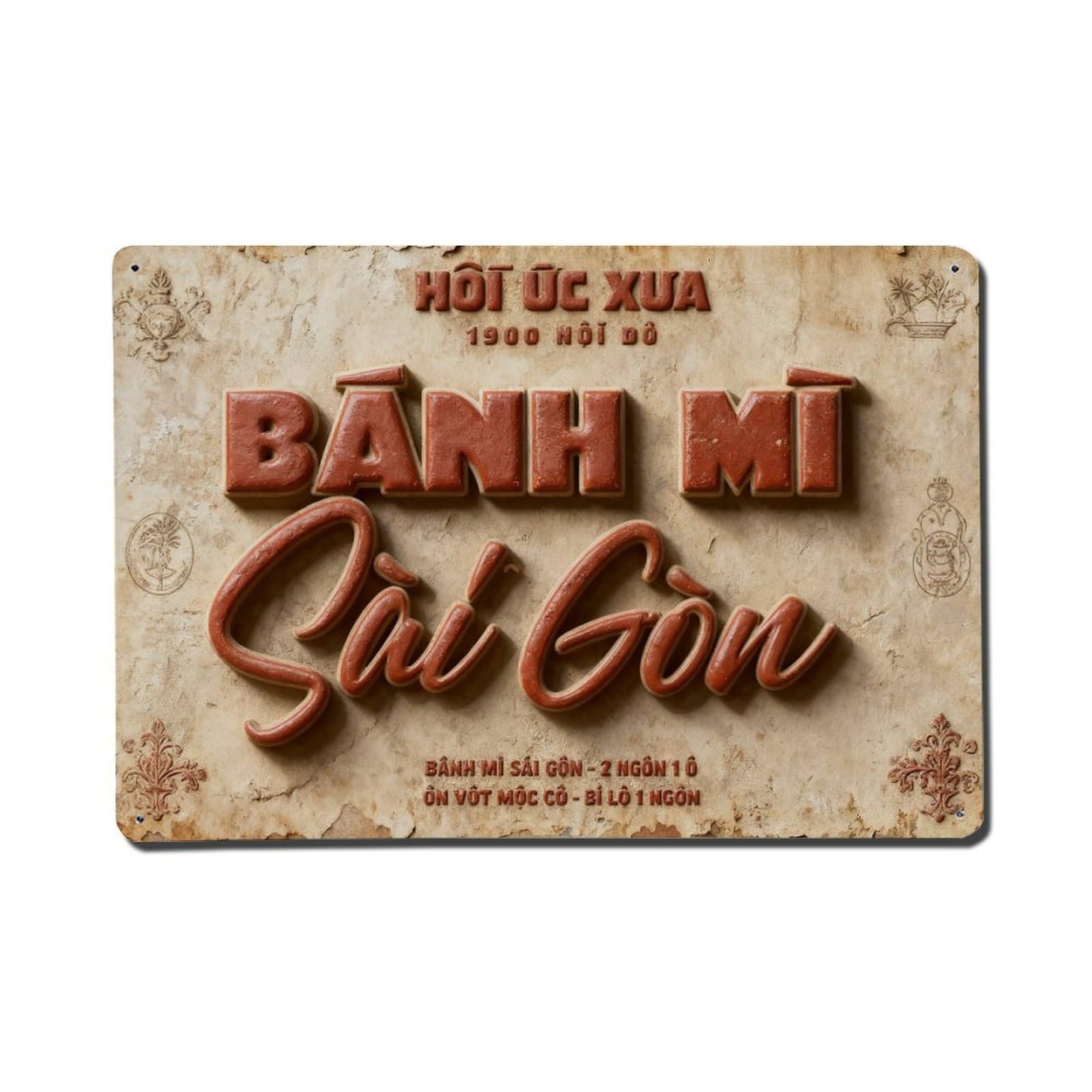 Banh Mi Sai Gon Pattern Print Vintage Metal Tin Sign Retro Wall Decor, Bar Garage Cafe Kitchen Home Wall Art Poster Decoration 8x12inches