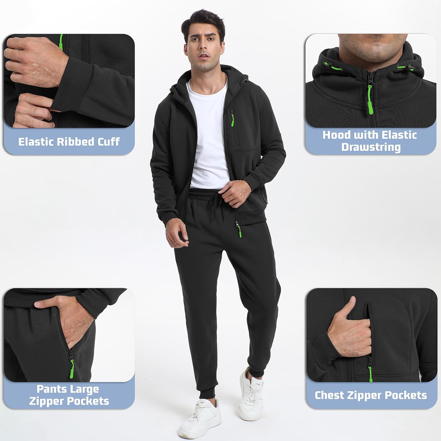 Men's Sweat Suits Jogging Tracksuit 2 Piece Set Casual Athletic Long Sleeve Hoodie Outfit - Image 4