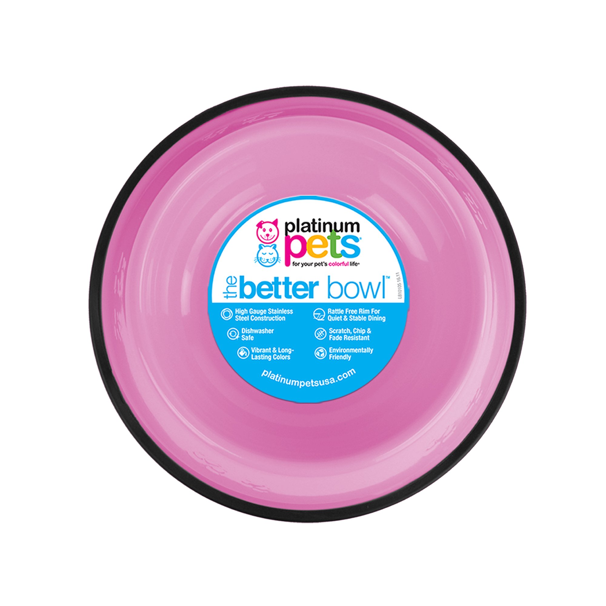 Platinum Pets Embossed Non-Tip Stainless Steel Cat/Dog Bowl, Cotton C/Y Pink, X-Large