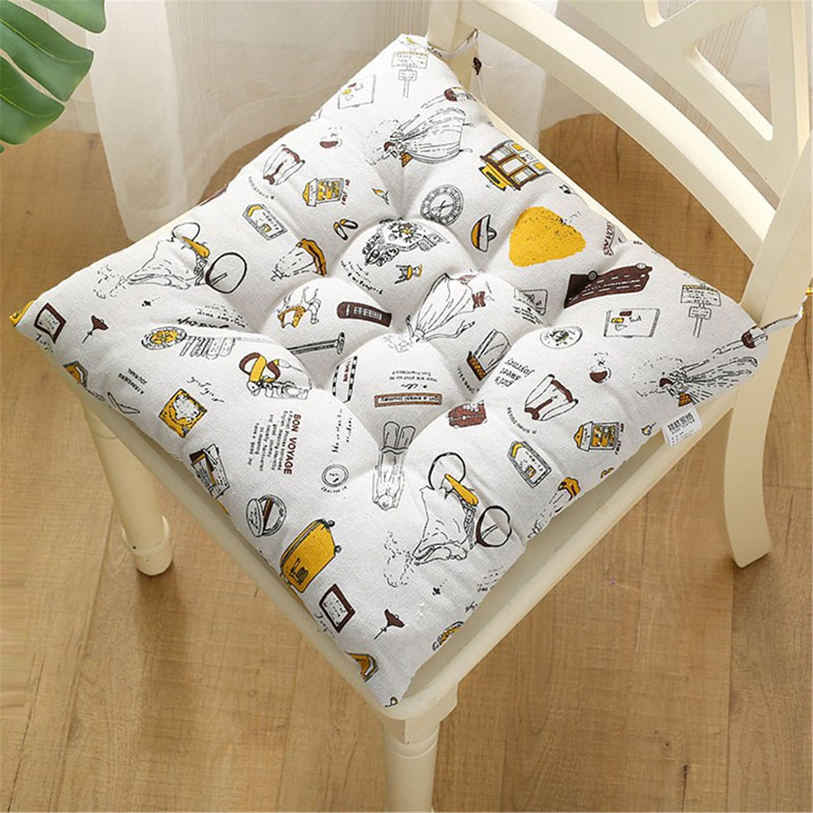 cushion Chair Pads with Ties for Dining Chairs, 2 Pack Comfortable Seat Pads Non-Slip Indoor Outdoor Garden Kitchen Living Room Patio Office Chair Cushions (Classic, 40 x 40 cm)