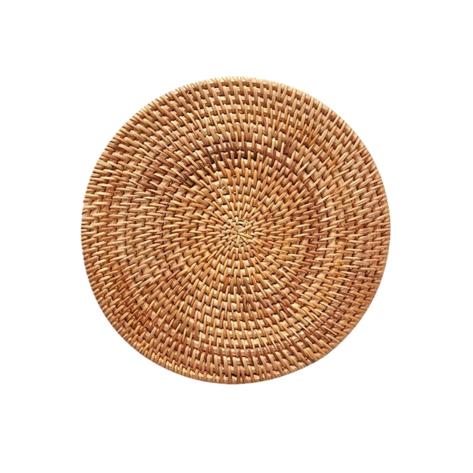 GrassWoven Placemat, 6 Rattan Placemats 10-20 cm Round Heat Insulation for Dining Table(18cm)