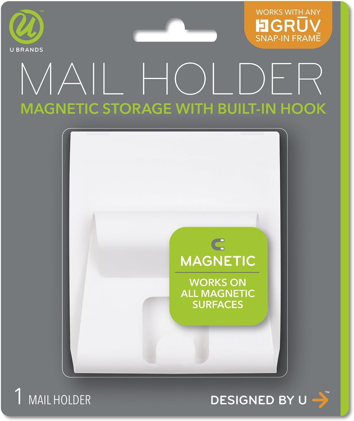 U Brands Gruv Magnetic Bulletin Bar and Key Hook, Pack of 2