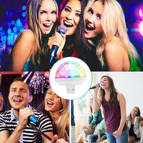 Miniatura 8 de Tvoip 2 unidades USB mini luz de discoteca portátil DJ bola lámpara de fiesta de pijama hogar luz estroboscópica bombilla LED para cumpleaños,