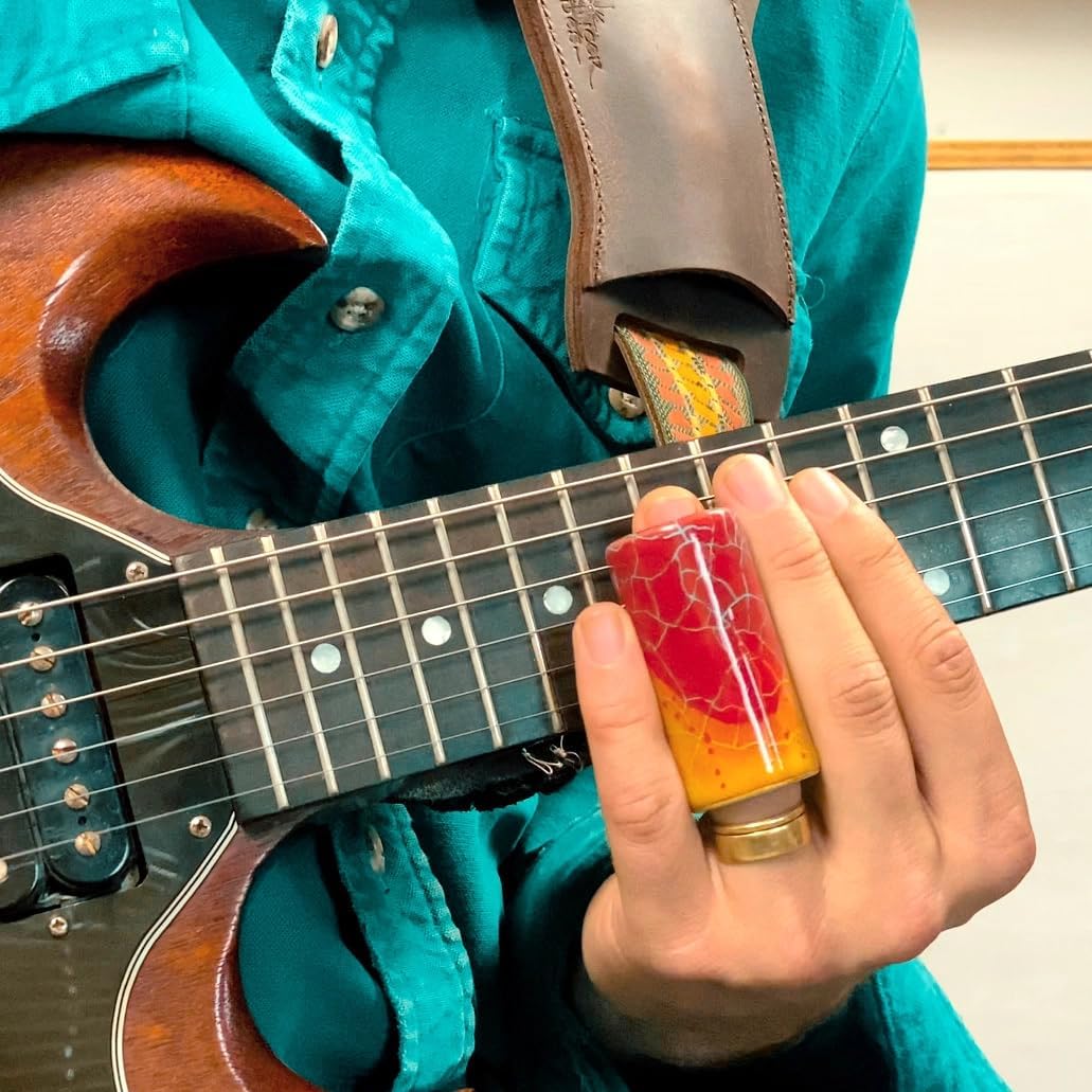 WildFire Ceramic Guitar Slide – Fiery Red & Orange, Exciting Handcrafted Design (Medium)