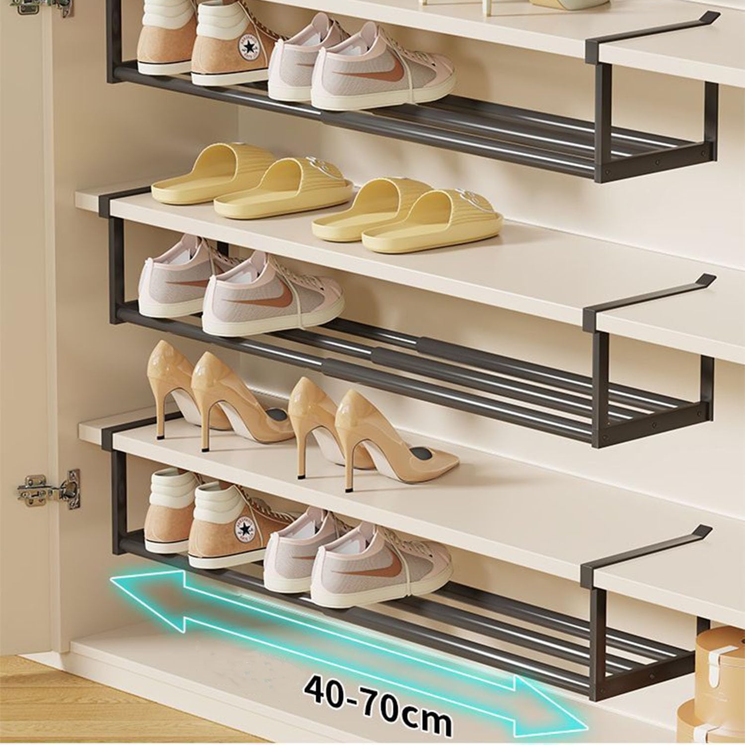 Slimdescent - Zapatero extensible ajustable para zapatos, ropa y ac retráctil para cabi y armarios
