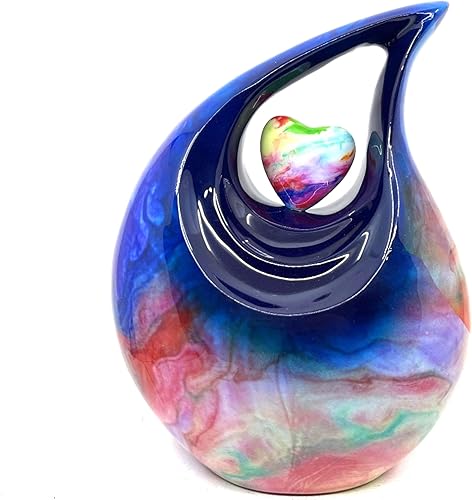 Miniatura 104 de Urna de corazón de lágrima dorada blanca para cenizas humanas Urnas de cremación para cenizas adultas Urna de ceniza funeraria para hombres