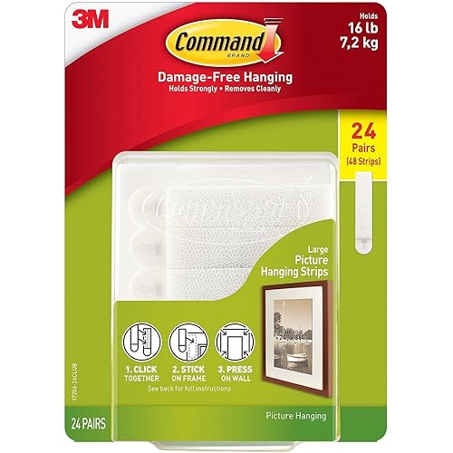 Command Picture & Frame Hanging Strips, Large (24 Pair)