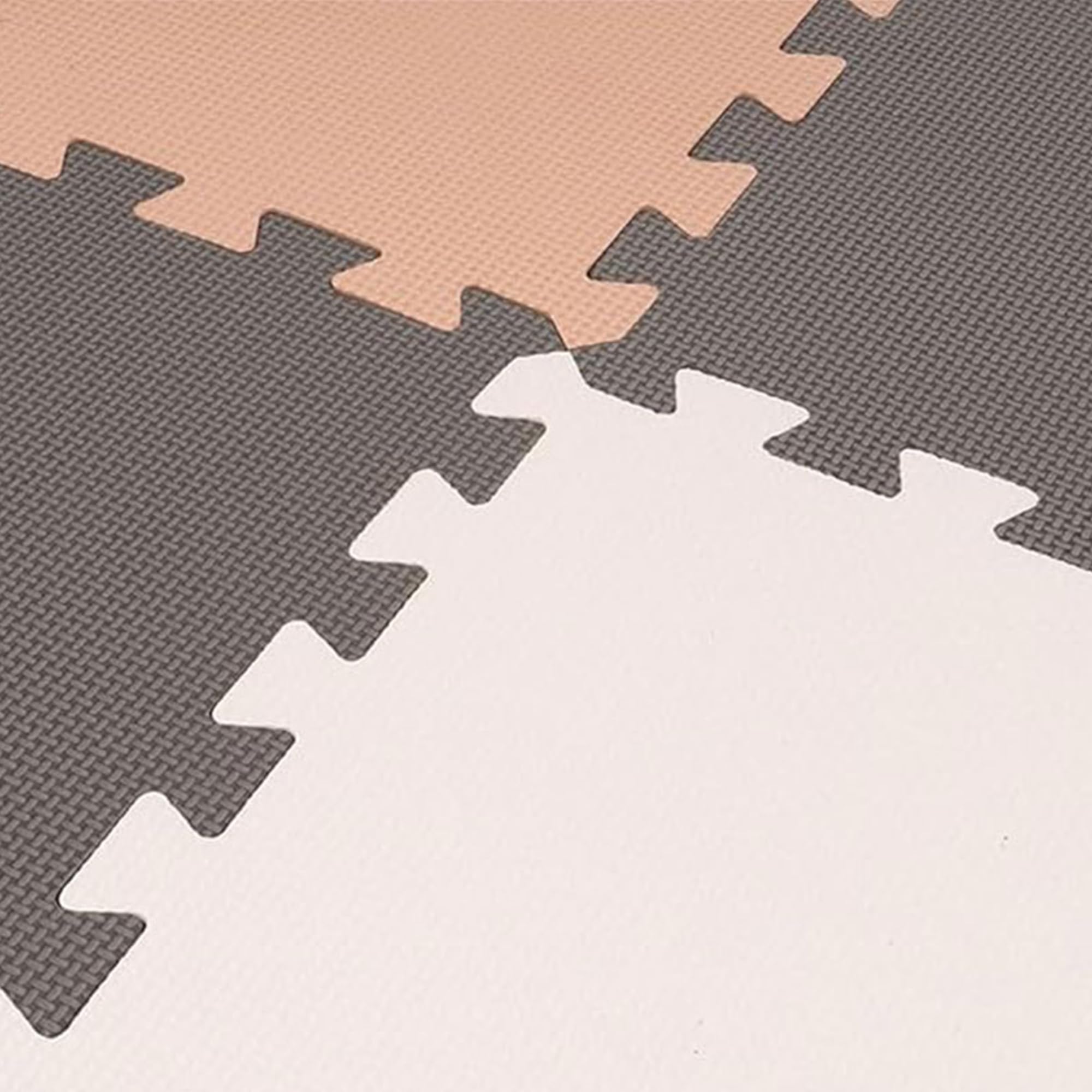 BalanceFrom 16-Pack 12x12 Inches EVA Interlocking Foam Play Tile Mat, Cream/Gray/Beige – 0.4-Inch Thick Non-Slip Puzzle Flooring for 16 Square Feet in Playroom, Nursery, or Playpen at Home