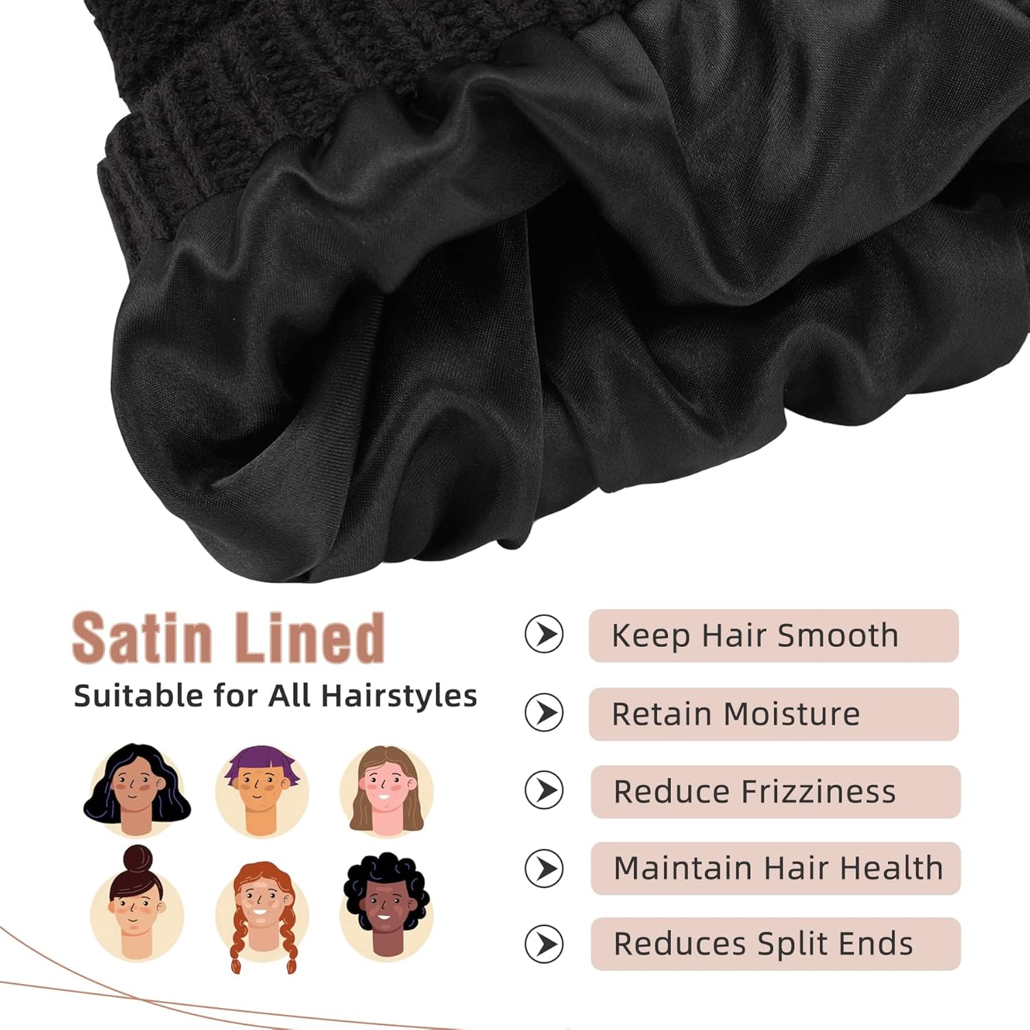 Zando Satin Lined Winter Hats for Women Beanies Women Satin Lined Beanie with Pom Pom Beanie Warm Winter Hat Knit Hats - Image 3