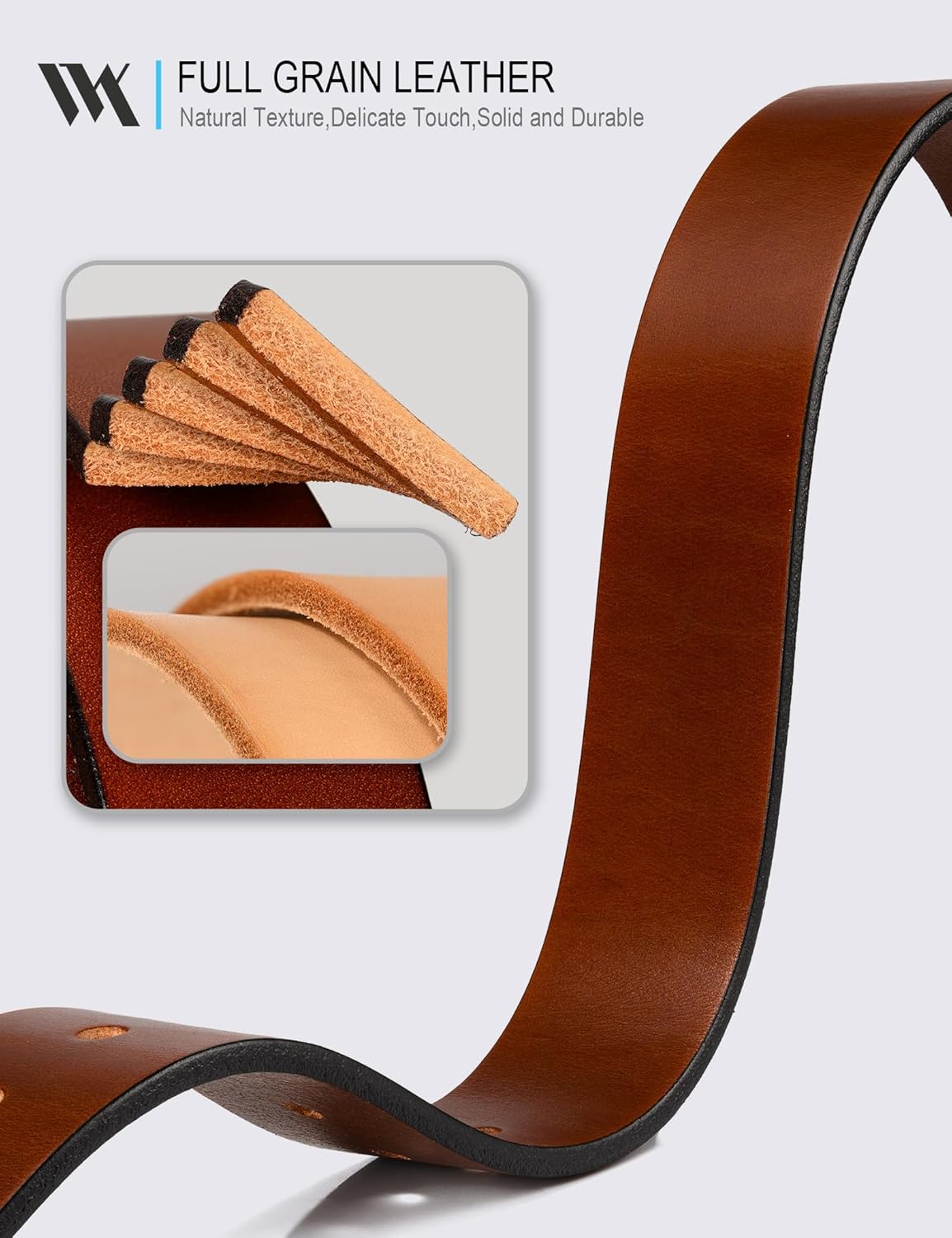 WOLFANT Thicken Full Grain Heavy Duty Casual Work Belts for Men,100% Italian Real Solid Leather - Image 2