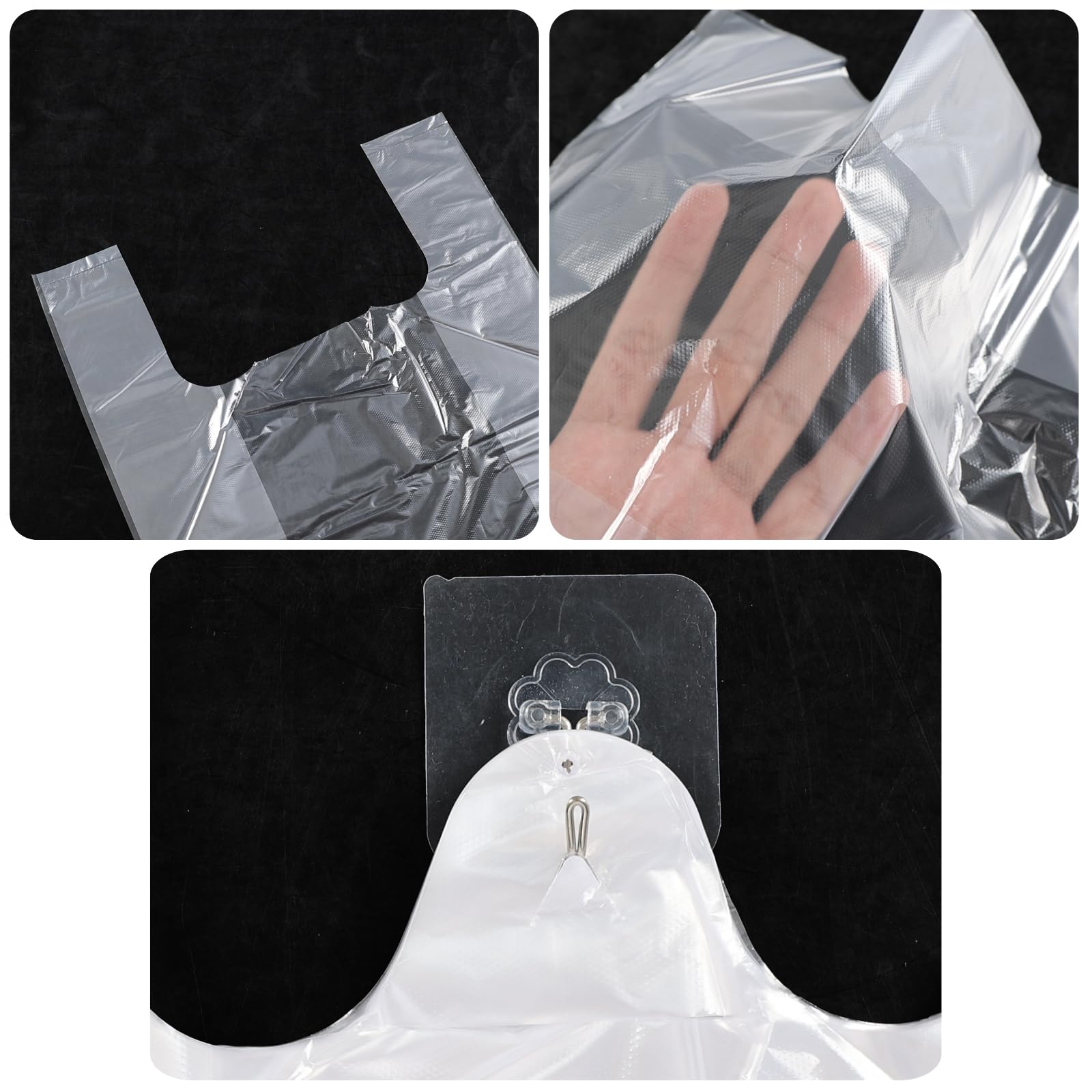 Haodehen 320 Counts Clear Plastic T-shirt Bags with Handles, Carryout Grocery Shopping Bag 14.17