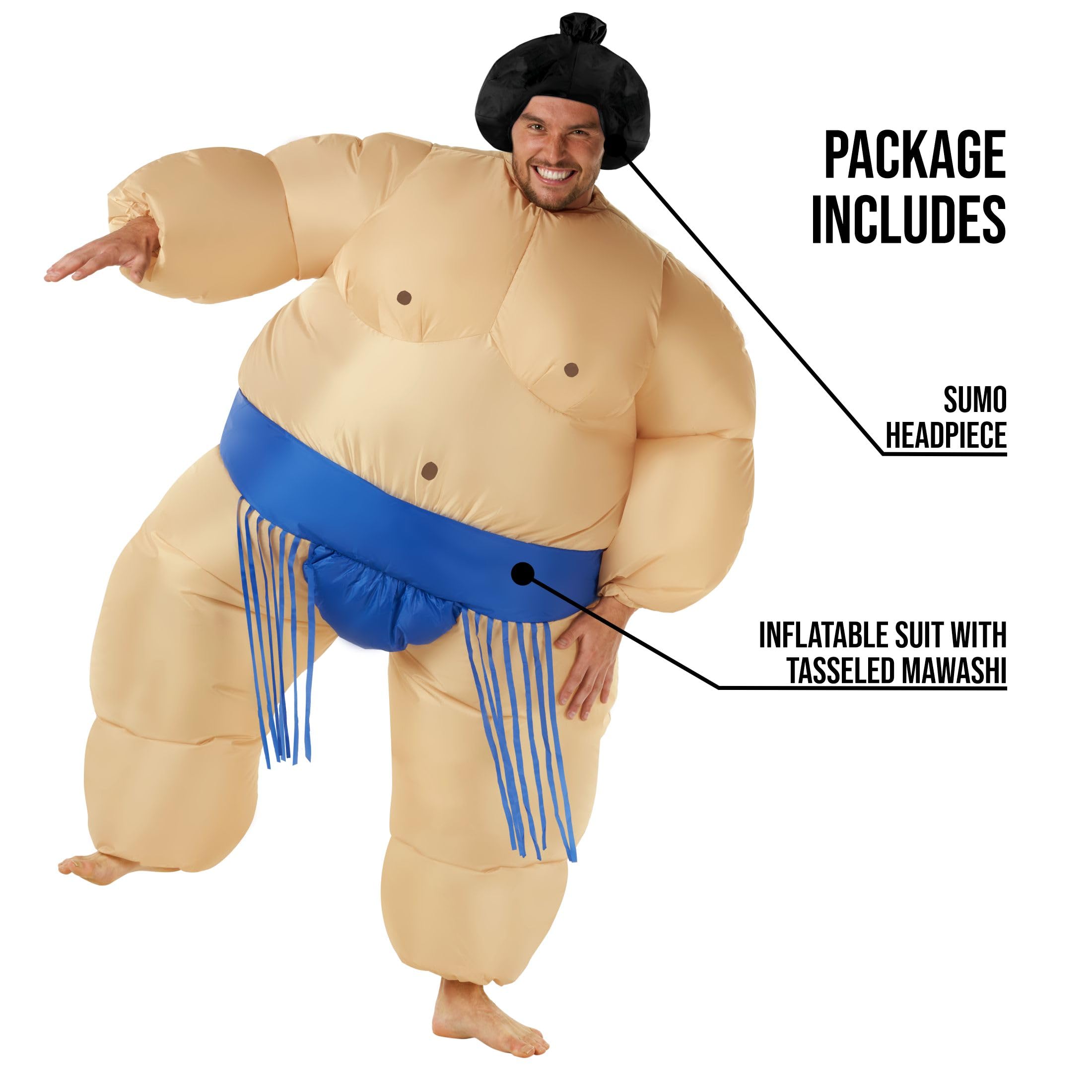 Image secondaire de Morph Déguisement Sumo Adulte, Costume Gonflable Combat, Tenue Sumo Déguisement, Idéal Fêtes, Taille Unique