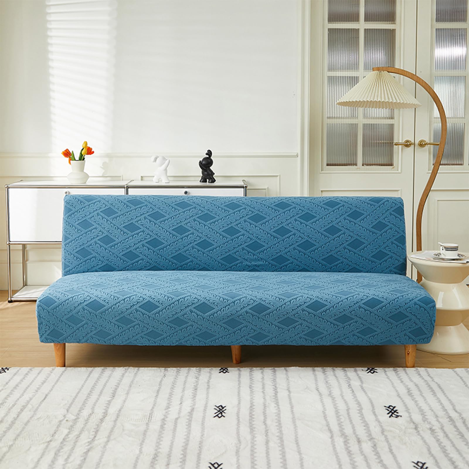 Housse futon extensible jacquet taille L sans accoudoir 35 cm