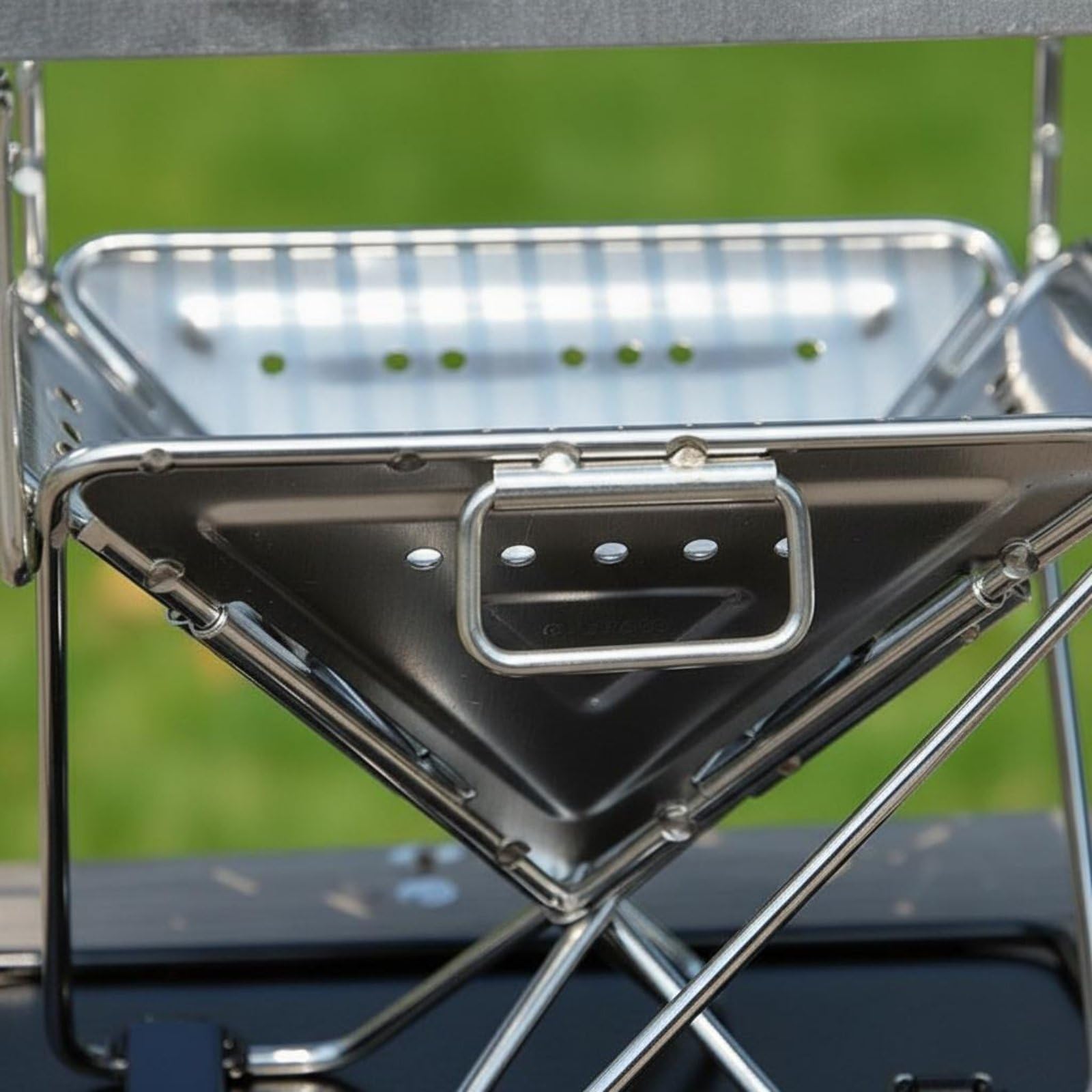 Griglia da Tavolo Inox Pieghevole Barbecue Portatile Fornello a Braciere da Campeggio Struttura in Acciaio Inox 304 Anticorrosione Altezza Regolabile