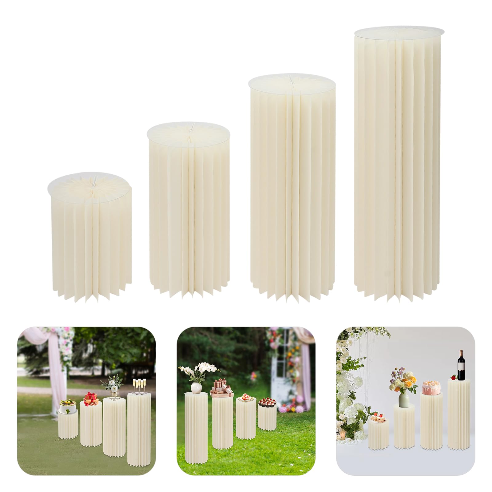 4 pezzi 40-100 cm Colonne Fiori Cartone, Supporto Mazzo Matrimonio Pieghevole