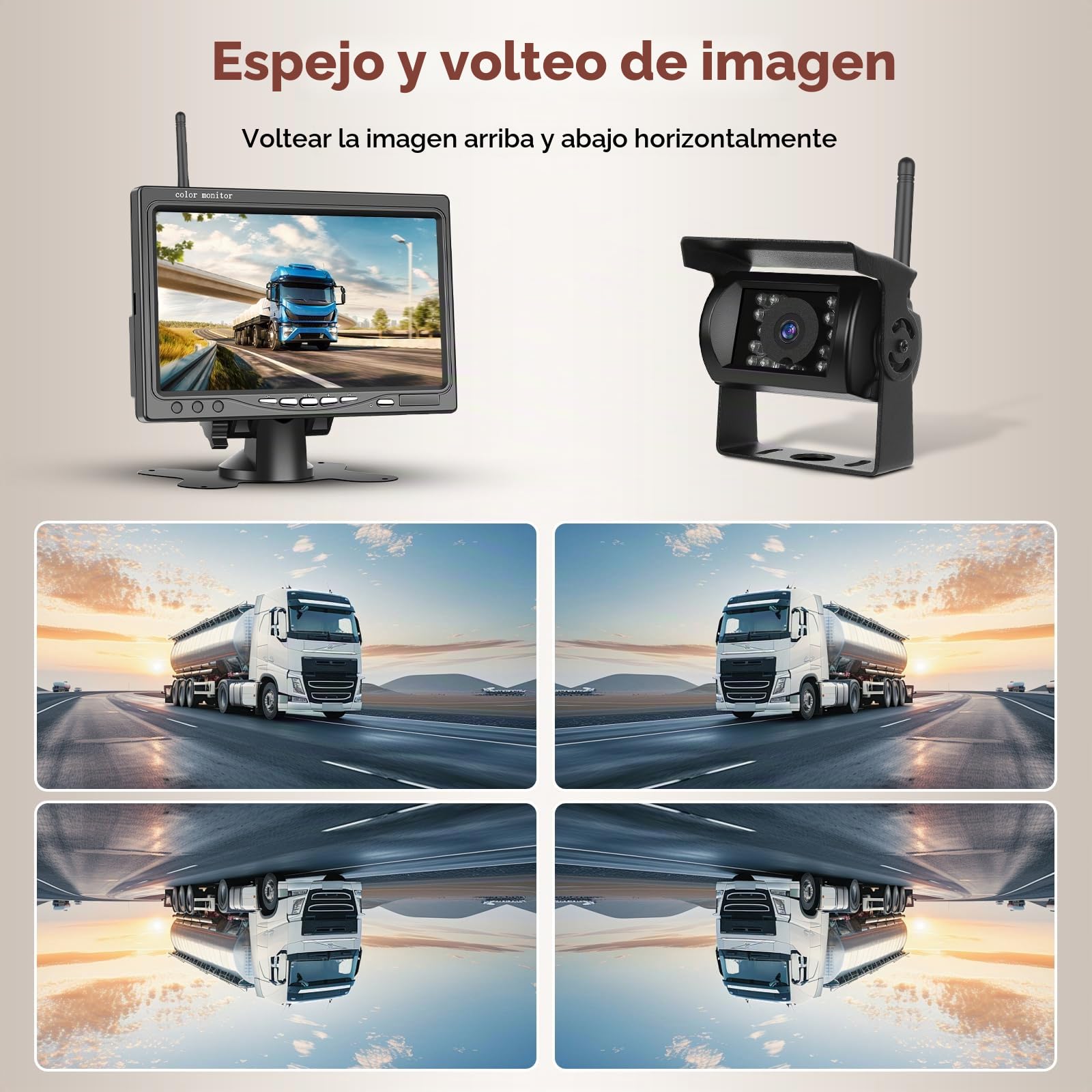 Kit de cámara Trasera inalámbrica 1080P HD con Monitor de 7 Pulgadas, Podofo Cámara Trasera inalámbrica para Coche Remolque RV Camper Camión Autobús, DIY Directrices, BSD, IP68 a Prueba de Agua