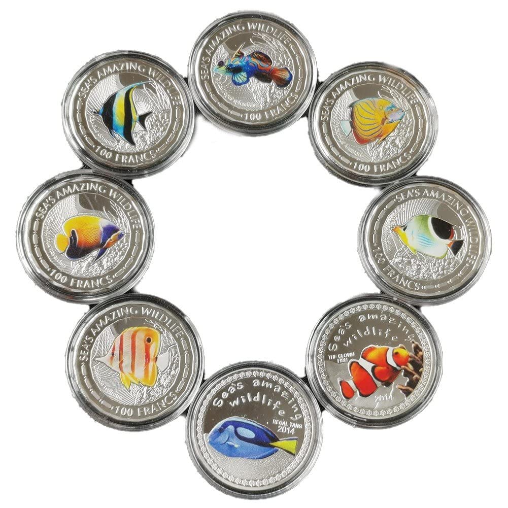 Monedas de pescado decorativas y recuerdos conmemorativos multicolores de artesanía