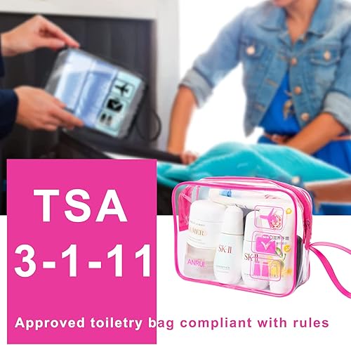Miniatura 2 de ANRUI Neceser de viaje transparente aprobado por la TSA del mismo tamaño con correa de asa, kit de aerolínea 3-1-1, organizador de líquidos