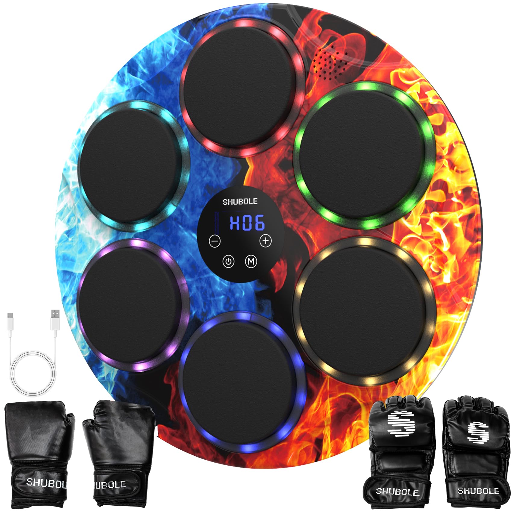 Music Boxing Machine for Kids &amp; Adults - Wall Punching Bags with Lighting