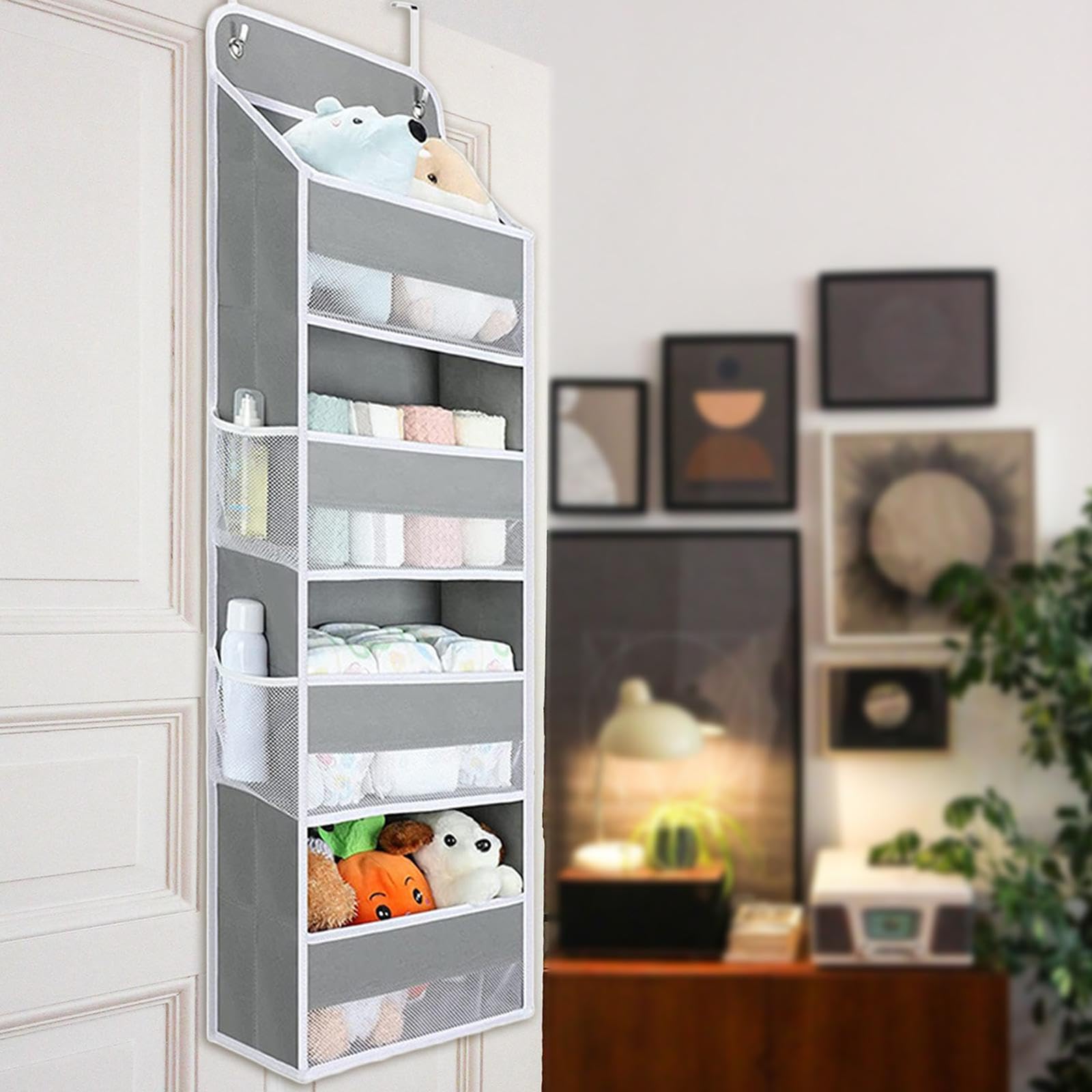 predolo Organizador de Zapatos sobre La Puerta con Bolsillos Profundos, Zapatero Colgante para Armarios Y Puerta Estrecha, Colgador para Zapatos, Gris, tal como se describe