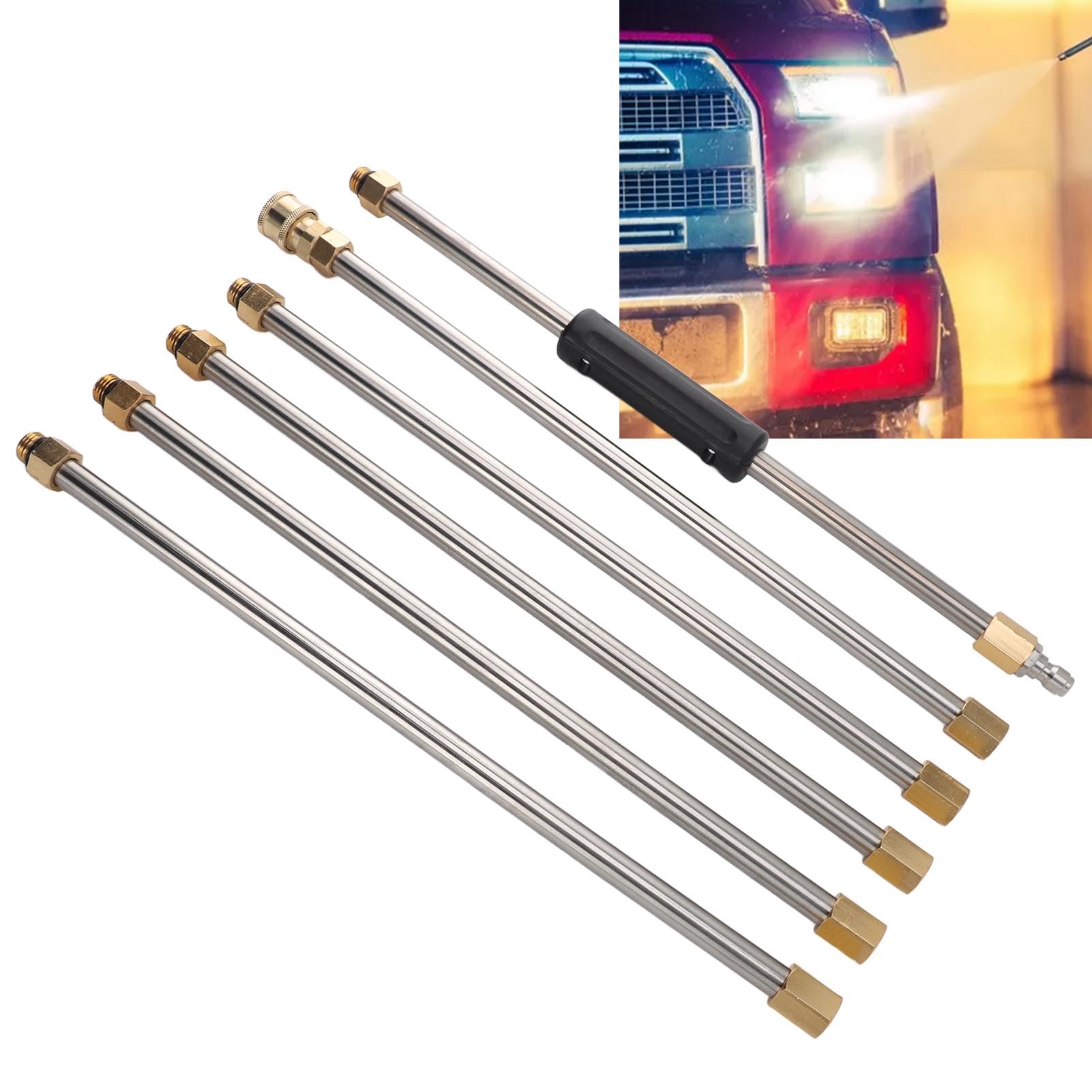 Lance de nettoyeur haute pression, extension robuste en acier inoxydable et laiton pour efficacité améliorée polyvalence toit voiture extérieur connecteurs rapides 1/4 pouce longue portée sécurisée
