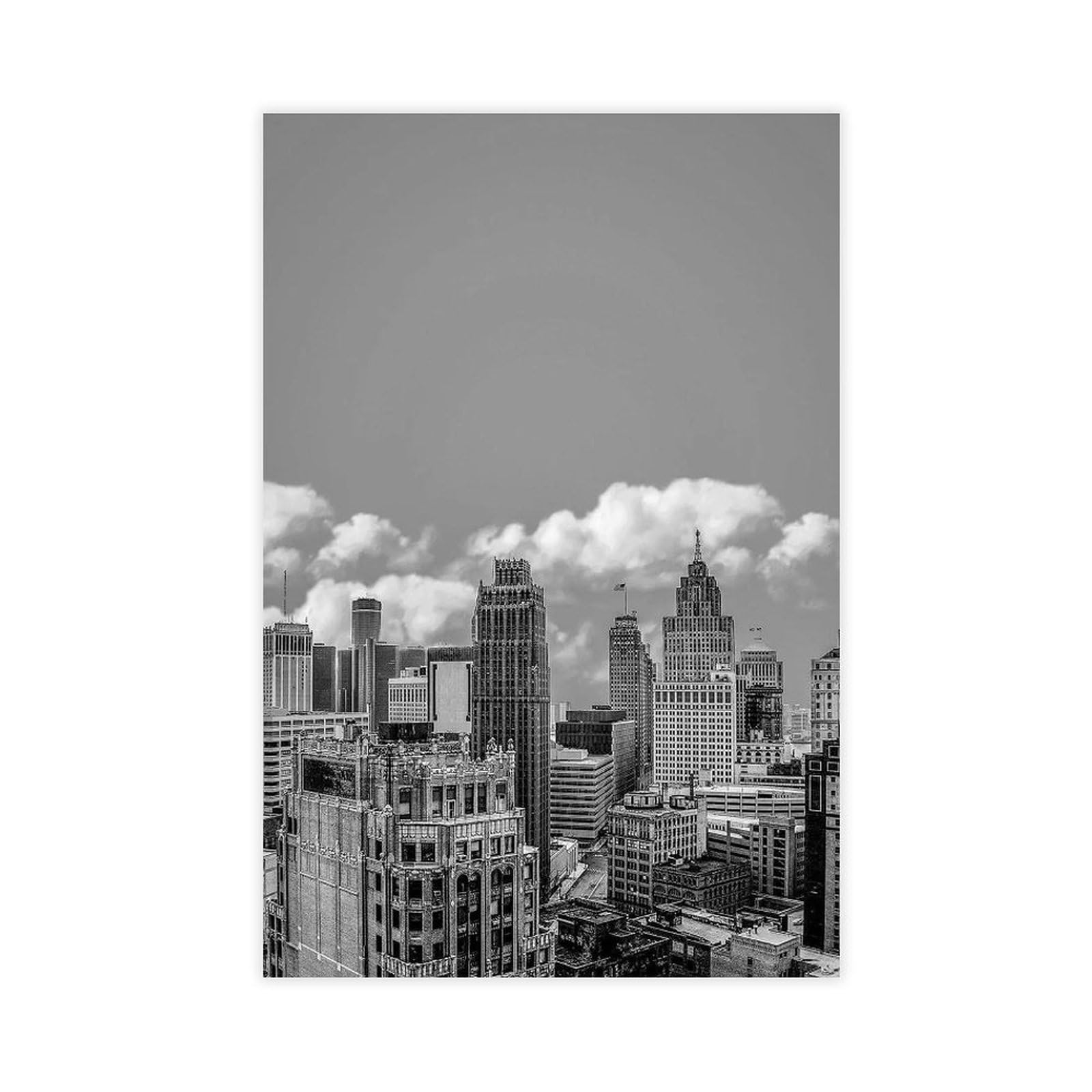 Bareronor Detroit Skyline (2) Canvas Poster Bedroom Decor Landscape Office Room Decor Gift 12" L X 18" W