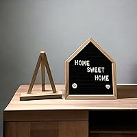 Vista 2 de Tablero de letras con forma de casa de madera de roble premium con dos juegos de letras y emojis, decoración ideal para el hogar y anuncio de bebé