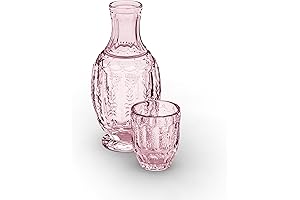 Pink/Purple Vintage Water Carafe with Glass Set