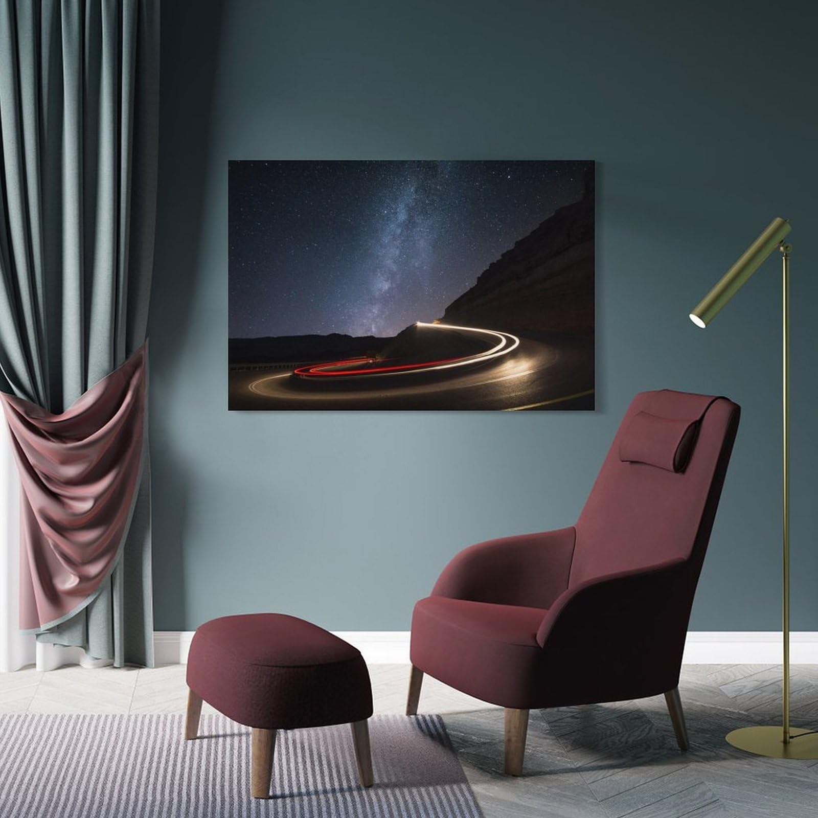 Junmoney Frame-Style-18 Wall Art Print Milky Way Mitzpe Ramon, 24X36inch(60X90cm), For Picture Wall Styling In Lounge Or Bedroom, Wall Decor Suited To Curated Displays