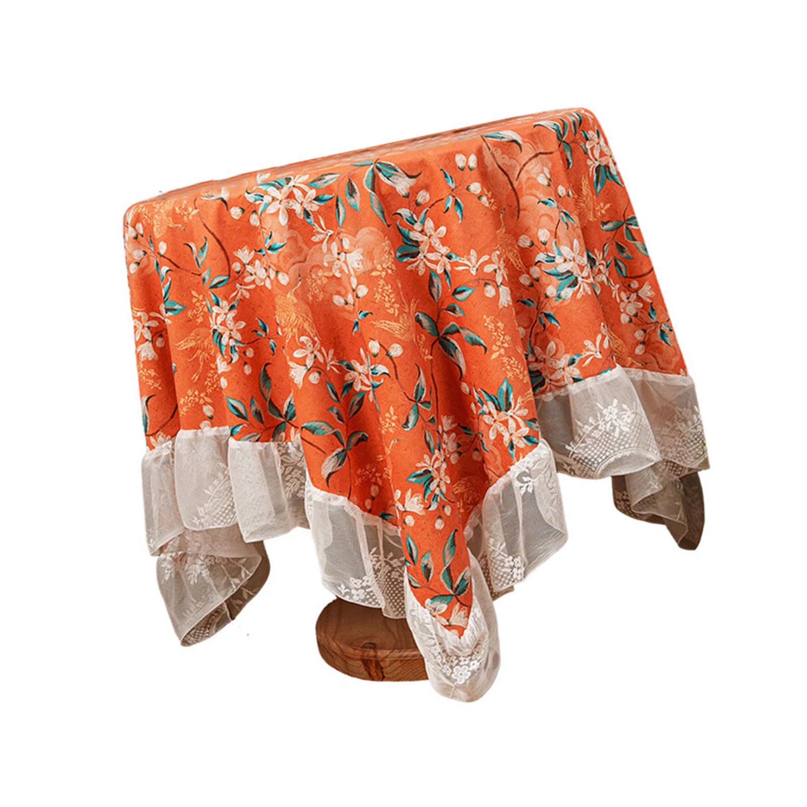 Limtula Romance Lace Trimmed Tablecloth Washable Polyester Ideal for Family Gathering Celebration Washable Table Cotton