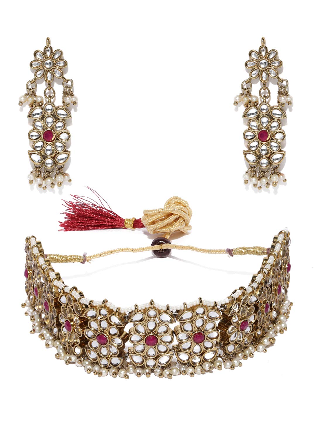 ZAVERI PEARLS Jewellery Set For Women (Golden) (Zpfk9102)